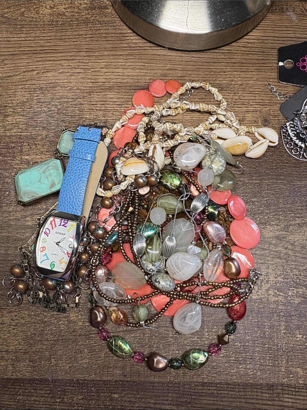Colorful Mixed Necklace Bundle with Blue Strap Watch and Paparazzi Bundle
